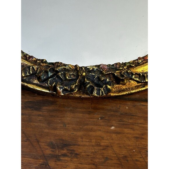 Vintage Mini Gold Gilt Mirror W/Angels Cherubs Momparler 1870 - Picture 4 of 9